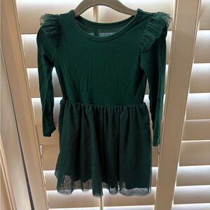 Little Sleepies Play collection dark green long sleeve dress, size 12-18M